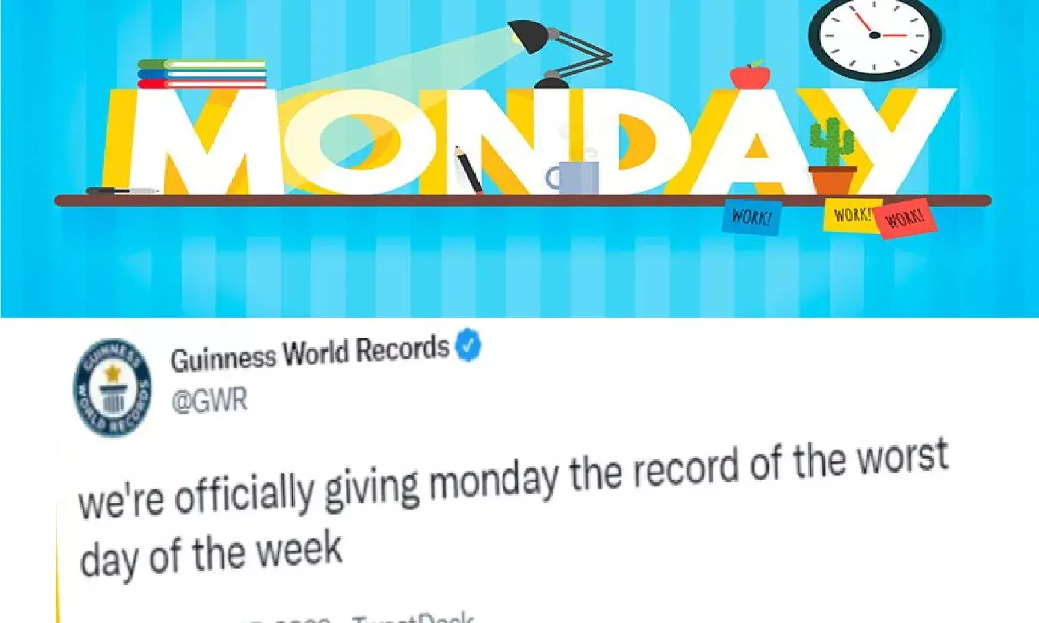 Guinness World Records: गिनीज बुक ऑफ वर्ल्ड रिकॉर्ड्स ने कहा सोमवार को सबसे खराब दिन,जानिए वजह Guinness World Records: गिनीज बुक ऑफ वर्ल्ड रिकॉर्ड्स ने कहा सोमवार को सबसे खराब दिन,जानिए वजह